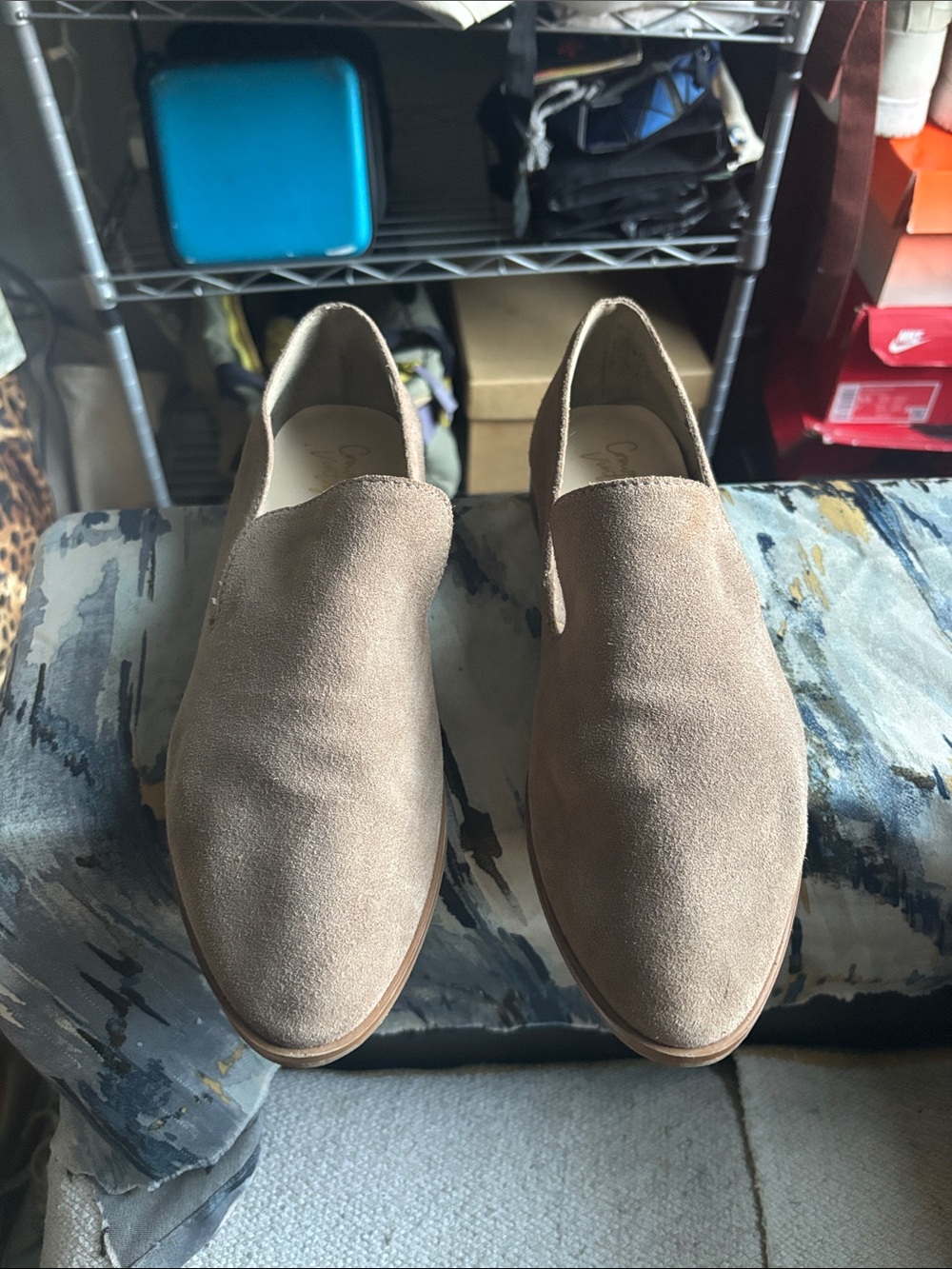 Crown Women's Suede Slip-On Loafers in Taupe